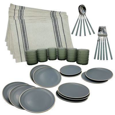 Lot 102: Relationship Goals Treese Moore Screen Used Glassware, (6)Textured Glass & Cutlery And Napkins Set | VIP Fan Auctions