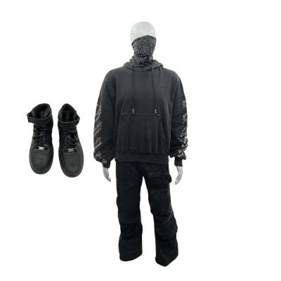Lot 130: Crime 101 Ormon Production Worn Hoodie, Pants, Sneakers & Bandana Ch 2 Sc 74-77 | VIP Fan Auctions