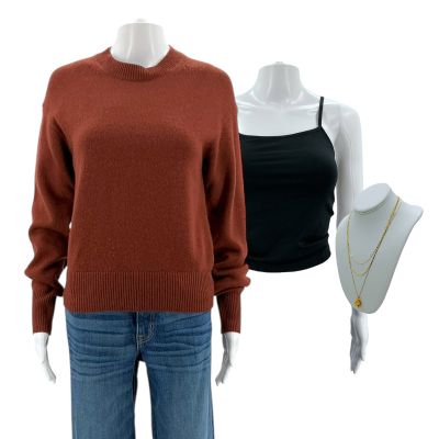 Lot 33: The Drama Rachel Screen Worn Sweater, Tank Top, Jeans & (3) Necklaces Ch 1 Sc Multiple | VIP Fan Auctions
