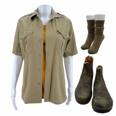 Lot 222: Poker Face Season 2 Officer Fran Lamont (Gaby Hoffmann) Screen Worn Button-Up Shirt, Tank Top, Socks & Boots Ch 4 Ep 204 | VIP Fan Auctions