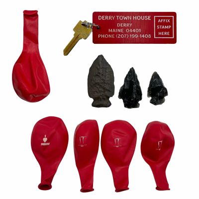 Lot 260: It Chapter Two (2019) Production Used (3) Arrow Heads, Hotel Key, Balloon & (4) Promo Balloons | VIP Fan Auctions