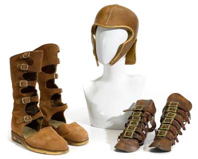Charlton Heston sandals, gauntlets and helmet from Ben-Hur | Bonhams