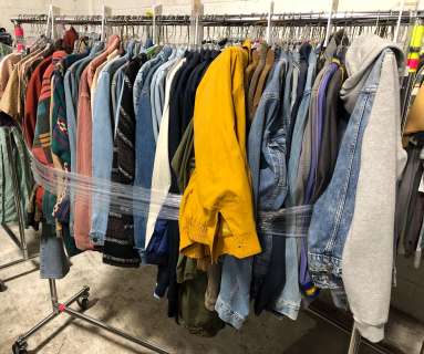 The American Horror Mystery-Thriller Show | Rack of assorted wardrobe - includes jean jackets / Banana Republic jackets / Zara jackets / shirts | Direct Liquidation