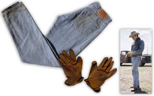 Heath Ledger‘s Worn Outfit From ‘‘Brokeback Mountain‘‘ -- Iconic Wardrobe of Levi‘s Jeans & Ranch-Hand Gloves