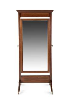 The Crown | An Edwardian mahogany, tulipwood banded and boxwood strung cheval mirror, in the George III styleFirst seen in Season 3, in the Queen’s Dressing Room set | Bonhams