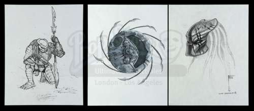 AVP: ALIEN VS PREDATOR (2004) - Lot 45 - Set of Three Hand-Illustrated Yautja Designs