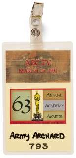 63rd Academy Awards TV Pass -- Belonged to Army Archerd, Columnist for Variety | Nate Sanders