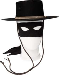 Guy Williams "Zorro" Signature Spanish Sombrero Cordobés Flat Top Black Hat with Grosgrain Band and Chin Strap, and Black Sat... | Heritage
