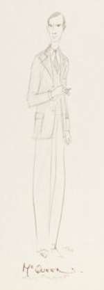 Murder on the Orient Express (EMI Films, 1974), Group of (3) Anthony Perkins "Hector McQueen" Costume Sketches.