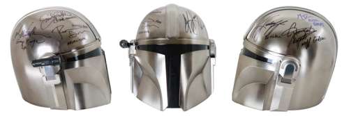 Star Wars: The Mandalorian Prop Replica Light Up Helmet Cast Signed by Katee Sackhoff, Rosario Dawson, Mercedes Varnado, Carl Weathers, Emily Swallow, and Giancarlo Esposito | SWAU