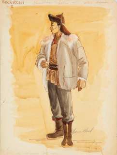 Yvonne Wood costume sketch for John Wayne from The Conqueror | Profiles in History