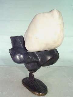 Modern Art Marble Sculpture Black and White 19" Tall | Super Auctions
