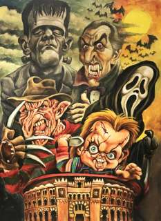 Joan Vizcarra - Horror Characters - Freddy, Chucky, Dracula, Frankenstein and Ghostface - Hand Signed | Catawiki