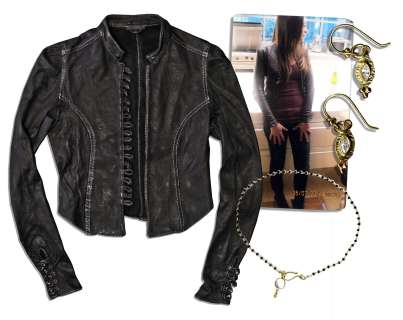 Hip Leather Jacket & Gold Jewelry Screen-Worn by Mila Kunis in the 2012 Film ‘‘Ted‘‘