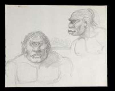 THE GOLDEN VOYAGE OF SINBAD (1973) - Lot 178 - Ray Harryhausen Hand-Drawn Study of the Cyclopean Centaur