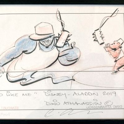 Aladdin (Live Action) : Original Storyboard Art Signed by Dino Athanassiou FRAMED (Walt Disney | Catawiki
