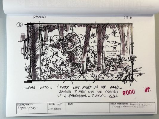 Jurassic Park - Storyboards T-Rex At The Lagoon - Amblin Entertainment | Catawiki