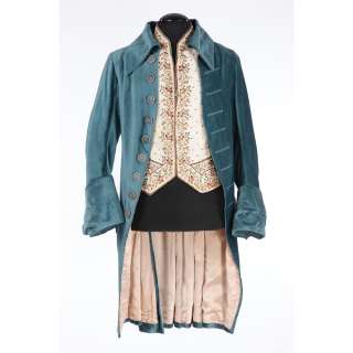 Ryan O’Neal period teal coat and vest & Marisa Berenson green silk period ballgown from Barry Lyndon | Profiles in History