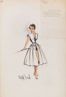 PAIR OF EDITH HEAD COSTUME SKETCHES FOR ELIZABETH TAYLOR FROM A PLACE IN THE SUN | Profiles in History