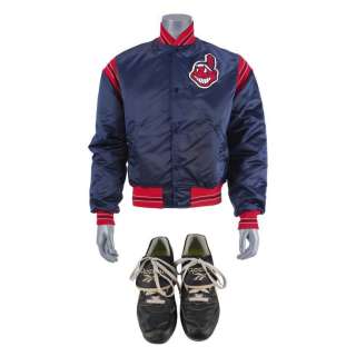 MAJOR LEAGUE II (1994) - Lot #1112 : Ricky Vaughn‘s (Charlie Sheen) Cleveland Indians Baseball Jacket and Cleats