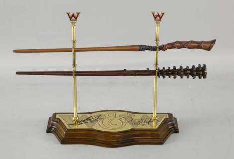 Harry Potter - A signed Official Weasley Wand display, with two replica George & Fred Weasley… | Ewbank’s