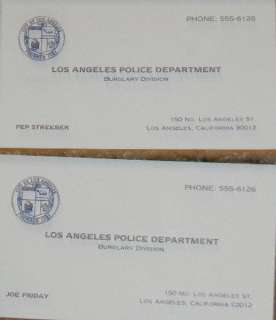 Dragnet Set of Prop Business Cards | Piece of the Past