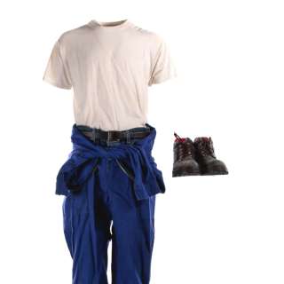 House of Gucci Maurizio Gucci Adam Driver Screen Worn Stage 2 Coveralls Shirt Pants & Shoes Sc 22-24 | VIP Fan Auctions