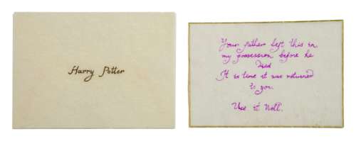 Lot 1186 - HARRY POTTER AND THE SORCERER‘S STONE: DANIEL RADCLIFFE "HARRY POTTER" INVISIBILITY CLOAK LETTER (WITH DVD)