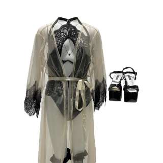 Lot #135 – Hustlers Liz Lizzo Screen Worn Robe Leotard Earrings Ring Set Thighs & Shoes Ch 1 Sc 27