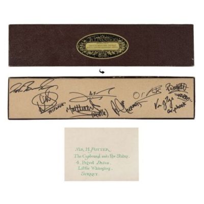 Harry Potter And the Philosopher’s Stone (2001) | Cast-autographed Ollivander’s Wand Box and Printed Acceptance Letter | Propstore