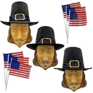 Thanksgiving 6 Flags, 3 Pilgrim Masks & 3 Pilgrim Hat | VIP Fan Auctions