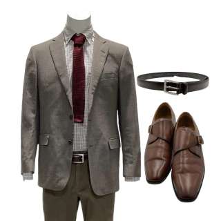 Lot ? - American Fiction Leo’s John Ales Jacket, Button-up Shirt, Pants, Tie, Belt & Dress Shoes | VIP Fan Auctions