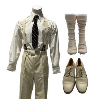 Lot 2 - The Boys in the Boat Joe Rantz‘s Callum Turner Long Sleeve, Button-Front Shirt, Trousers, Shoes, Socks, Tie & Braces