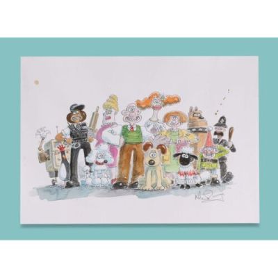 Aardman Animations | Lot  233. Original 50th Anniversary Hand-Painted and Hand-Drawn Bespoke Character Artwork by Nick Park | Propstore