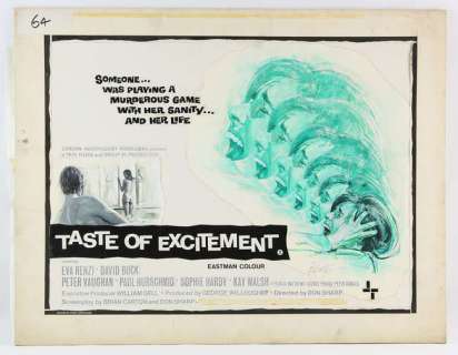 Taste of Excitement (1969) Original artwork by British designer and artist Brian Bysouth, starring… | Ewbank’s