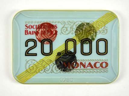 James Bond - Goldeneye (1995), Societe Des Bains De Mer 20,000 francs Casino Plaque / chip. | Ewbank’s