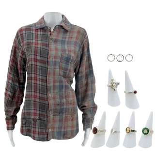 Death of a Unicorn Ridley Screen Worn Stunt Double Flannel Shirt, (3) Piercings & (6) Rings | VIP Fan Auctions