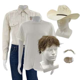 Eddington Joe Screen Worn Stunt Double Button-Up Shirt, Undershirt, Jeans, Wig, Hat, Beard & Mustache Ch 2 Sc 89-109 | VIP Fan Auctions