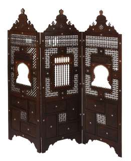 Moroccan decorative wooden screen from Casablanca, seen in ’Rick’s’ office in Rick’s Café Américain. | Profiles in History