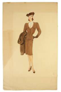 A Joan Crawford costume design sketch from an unknown film, 1940s | Bonhams