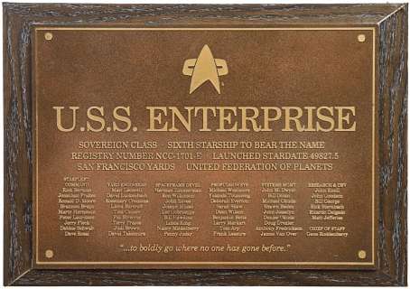 Star Trek: Nemesis Enterprise-E Dedication Plaque | Propworx