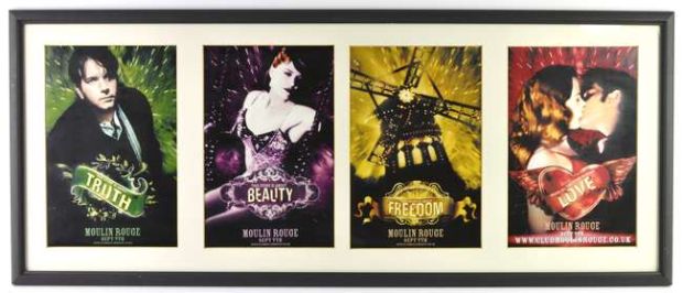 Lot 5541 - Moulin Rouge (2001), Framed and Glazed Display, for the movie musical with four colour flyers:…