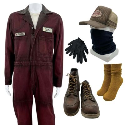 Lot 73: Play Dirty Parker Screen Worn Coveralls, T-Shirt, Hat, Neck Gaiter, Gloves, Socks & Boots Ch 1 Sc Multiple | VIP Fan Auctions