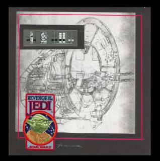 Harry Lange Auction | Display Composite of Revenge of the Jedi Patch, Instrumentation Acrylic Panel Design and Gun Port Print - Signed by Harry Lange | Propstore