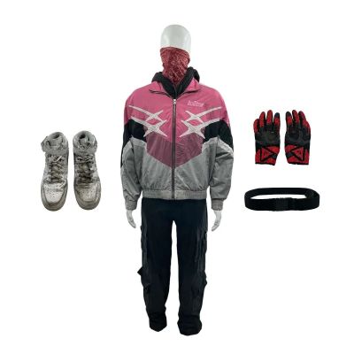 Crime 101 Ormon Screen Worn Stunt Double Hoodie, Pants, Belt, Bandana, Gloves, Jacket & Sneakers | VIP Fan Auctions