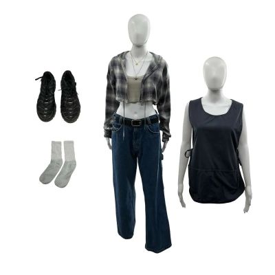 Lot #34: Is God Is Anaia Screen Worn Crop Hoodie, Smock, Tank Top, Jeans, Belt, (2) Necklaces, Socks & Sneakers Ch 2 Sc 4-16