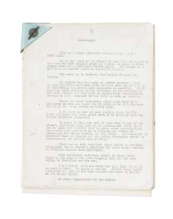 Ian Fleming / James Bond: A copy Memorandum to Jack Whittingham and copy first draft screen treatment titled James Bond of the Secret Service, | Bonhams