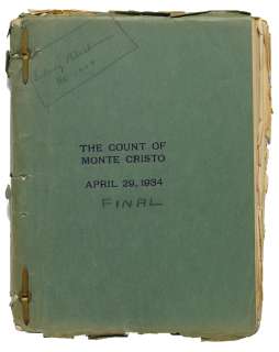 Sydney Blackmer’s copy of the screenplay of The Count of Monte Cristo | Bonhams