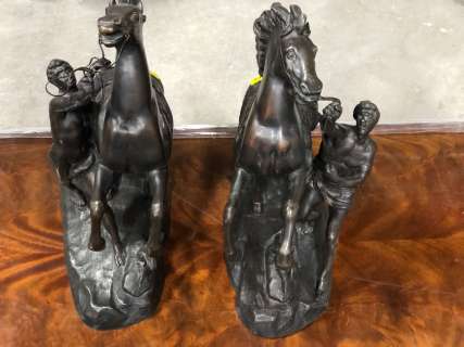 The American Horror Mystery-Thriller Show | Group of 2 horseman bronze statues (approx 19" height) | Direct Liquidation