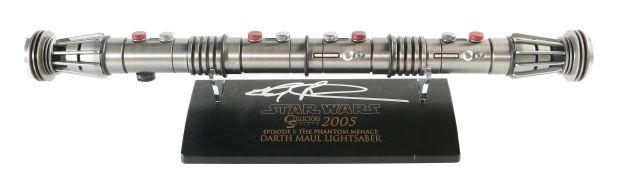 Ray Park as Darth Maul in Star Wars Episode I: The Phantom Menace (Beckett) Signed Scaled Prop Replica Mini Lightsaber | SWAU